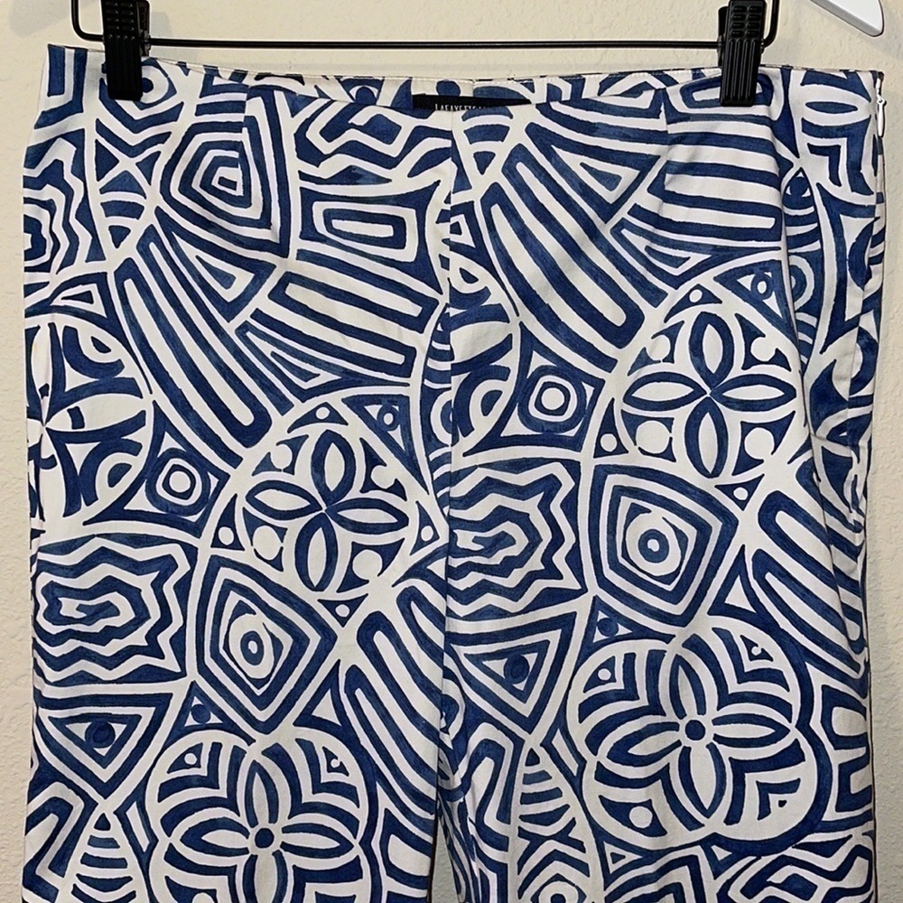 Lafayette NY 148 Blue & White High Waisted Cropped Pants Sz. 8 - Picture 4 of 14